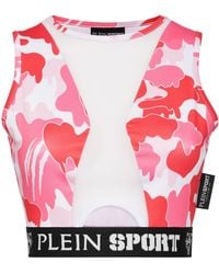 Philipp Plein - Camouflage-print Panelled Cropped Top - Lyst