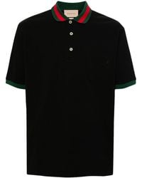 Gucci - Poloshirt Aus Baumwoll-Piqué Mit Web Am Kragen - Lyst