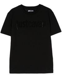 Just Cavalli - T-shirt en coton à ornements strassés - Lyst