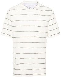 Brunello Cucinelli - T-shirt en lin à rayures - Lyst