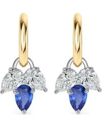 Phillips House - 18K And Platinum Diamond And Sapphire Triple-Leaf Huggie Earrings - Lyst