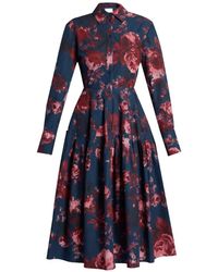 Erdem - Floral-Print Long-Sleeve Midi Shirt Dress - Lyst