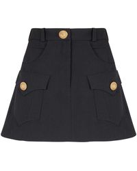 Balmain - Wool Mini Skirt For - Lyst