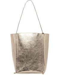 Pinko - Medium Metallic-Effect Leather Tote Bag - Lyst