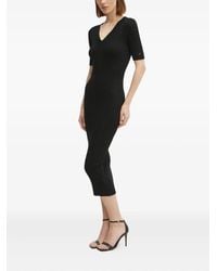 Guess - Vestido midi con cuello en V - Lyst