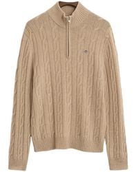GANT - Cable-Knit Half-Zip Sweater - Lyst