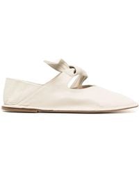 Hereu - Square-Toe Leather Ballerina Shoes - Lyst