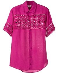 Amir Slama - Crochet-Panel Short-Sleeved Shirt - Lyst