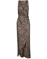 Peter Cohen - V-Neck Print Midi Dress - Lyst