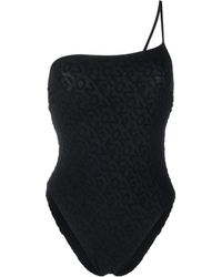 Pinko - Monogram-print Single-shoulder Swimsuit - Lyst