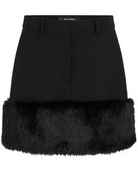 KARL LAGERFELD - Jupe À Finitions En Fourrure Artificielle - Lyst