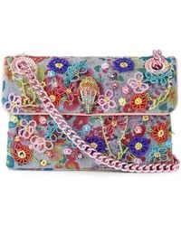 Kurt Geiger - Bead-Embellished Floral-Print Shoulder Bag - Lyst