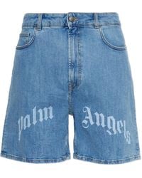 Palm Angels - Logo-Print Denim Shorts - Lyst