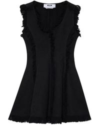 MSGM - Scoop-Neck Fringed Mini Dress - Lyst