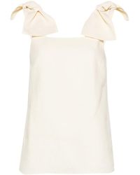 Chloé - White Bow-detail Linen Top - Lyst