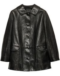 Prada - Button-Up Leather Jacket - Lyst