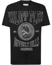 Philipp Plein - T-shirt Verfraaid Met Kristallen - Lyst