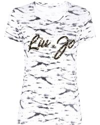 Liu Jo - Bead-embellished Logo T-shirt - Lyst