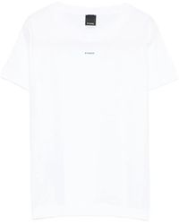 Pinko - Cotton Crew-Neck 'Basico' T-Shirt With Logo - Lyst