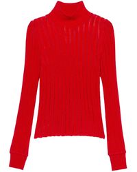 Blumarine - High-Neck Ribbed Sweater - Lyst