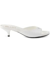 Prada - Leren Sandalen Met Kitten Hak - Lyst