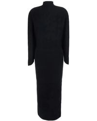 Semicouture - High-Neck Ribbed-Knit Maxi Dress - Lyst