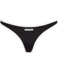 KARL LAGERFELD - Logo-Patch Contrast-Trim Thong - Lyst