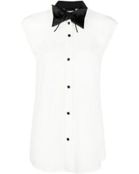 Emporio Armani - Bow-collar Sleeveless Silk Shirt - Lyst