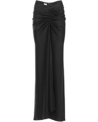 ANDAMANE - Iris Ruched Satin-Finish Maxi Skirt - Lyst