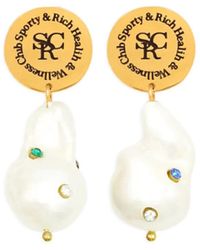 Sporty & Rich - Rhinestone-Embellished Pearl Earrings - Lyst