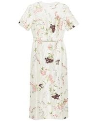 Erdem - Floral Print Textured Midi Dress - Lyst