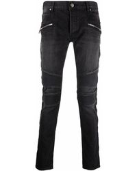 Balmain - Ribbed Panels Slim-fit Jeans - Lyst