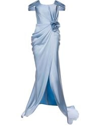 Ana Radu - Rose-Embellished Satin Maxi Dress - Lyst