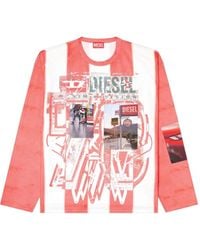 DIESEL - T-Shirt Met Grafische Print En Lange Mouwen - Lyst