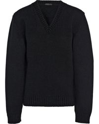 Prada - Pull Shetland En Laine À Col V - Lyst