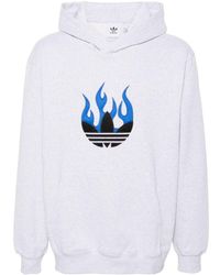 adidas - Flames Logo-patch Cotton Hoodie - Lyst