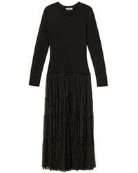 Twinset - Long Knit Dress With Plumetis Tulle - Lyst