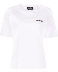 A.P.C. - Ava Logo-flocked Cotton T-shirt - Lyst