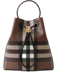 Burberry - Small Tb Leather Bucket Bag - Lyst
