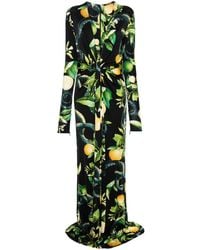 Roberto Cavalli - V-Ausschnitt-Kleid mit Zitronen-Print - Lyst