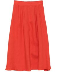 Marella - Pleated Linen Midi Skirt - Lyst