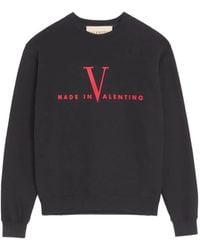 Valentino Garavani - Cotton Crew-Neck Sweatshirt With Made - Lyst