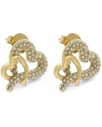 Guess - Pavé-Set Heart Earrings - Lyst