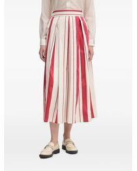 Benetton - Vertical-Stripe Pleated Midi Skirt - Lyst
