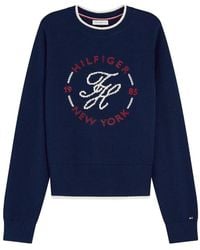Tommy Hilfiger - Logo-Embroidered Contrast-Trim Sweater - Lyst
