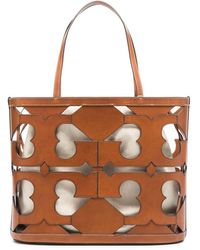 Tory Burch - Cut-out Logo Leather Tote Bag - Lyst