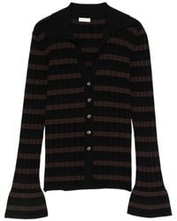 Roberto Collina - Striped V-Neck Ribbed Shirt - Lyst
