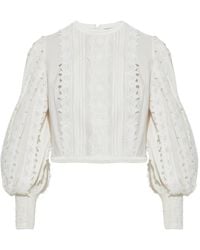 AllSaints - Hart Balloon-Sleeve Lace Top - Lyst