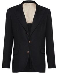 Brunello Cucinelli - Peak-Lapels Linen-Blend Blazer - Lyst