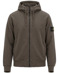 Stone Island - 6100009 Organic-Cotton Fleece Oversized-Fit Zip-Up Hooded Sweatshirt With Pockets - Lyst